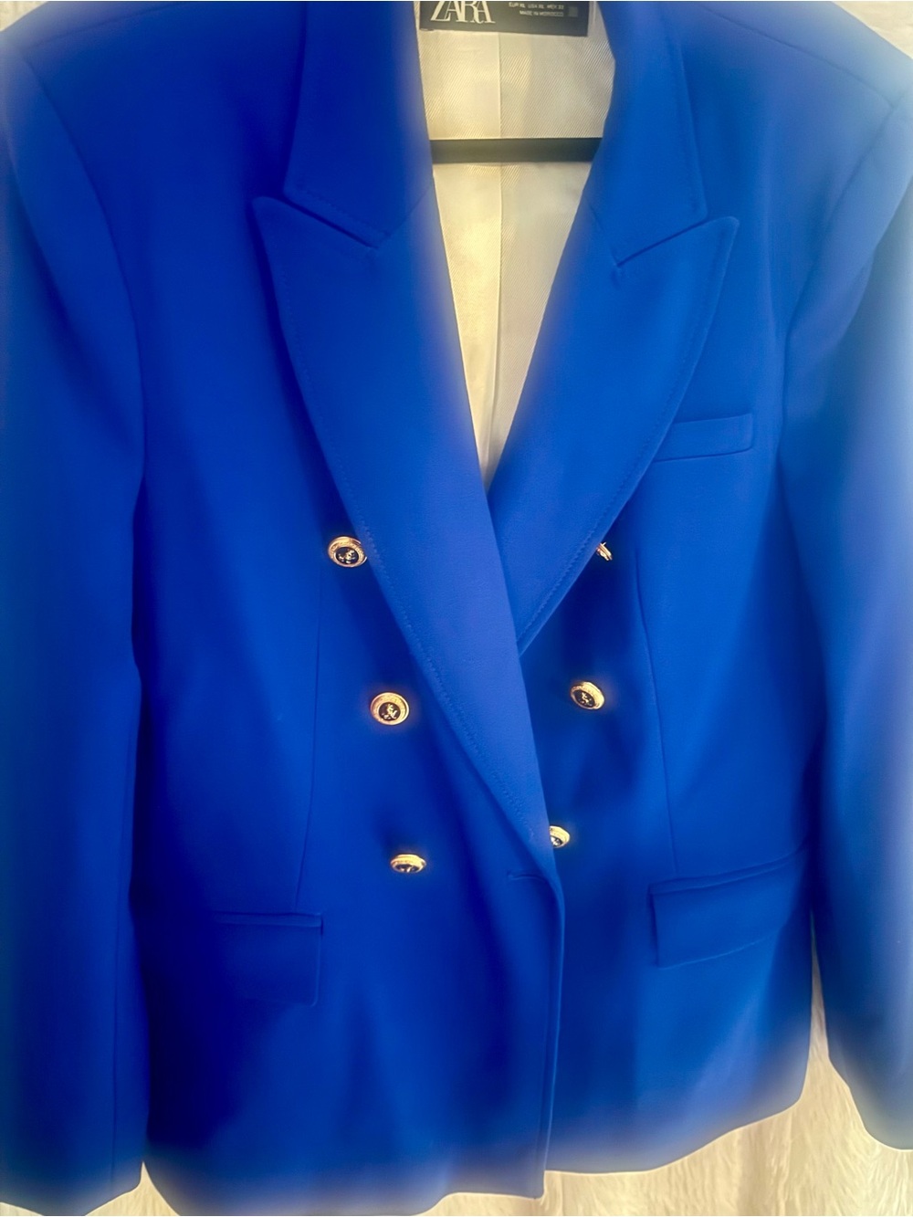 Zara Women's Double-Breasted Royal Blue Blazer - Picture 3 of 4